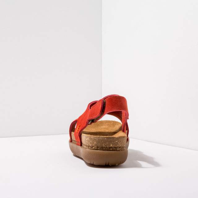 Sandales plates en daim et semelles épaisses en liège recyclé - Corail - art