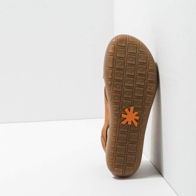 Sandales plates en daim et semelles épaisses en liège recyclé - Cuivre - art