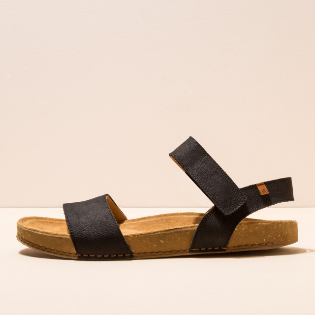 Sandales confortables plates en cuir ultra confort - Noir - El naturalista