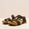 Sandales confortables plates en cuir à scratch et semelles ergonomiques - Noir - El naturalista