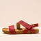 Sandales plates en cuir à scratch et semelles ergonomiques - Rouge - El naturalista