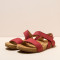 Sandales plates en cuir à scratch et semelles ergonomiques - Rouge - El naturalista