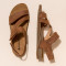Sandales confortables plates en cuir suédé à scratch - Cuivre - El naturalista
