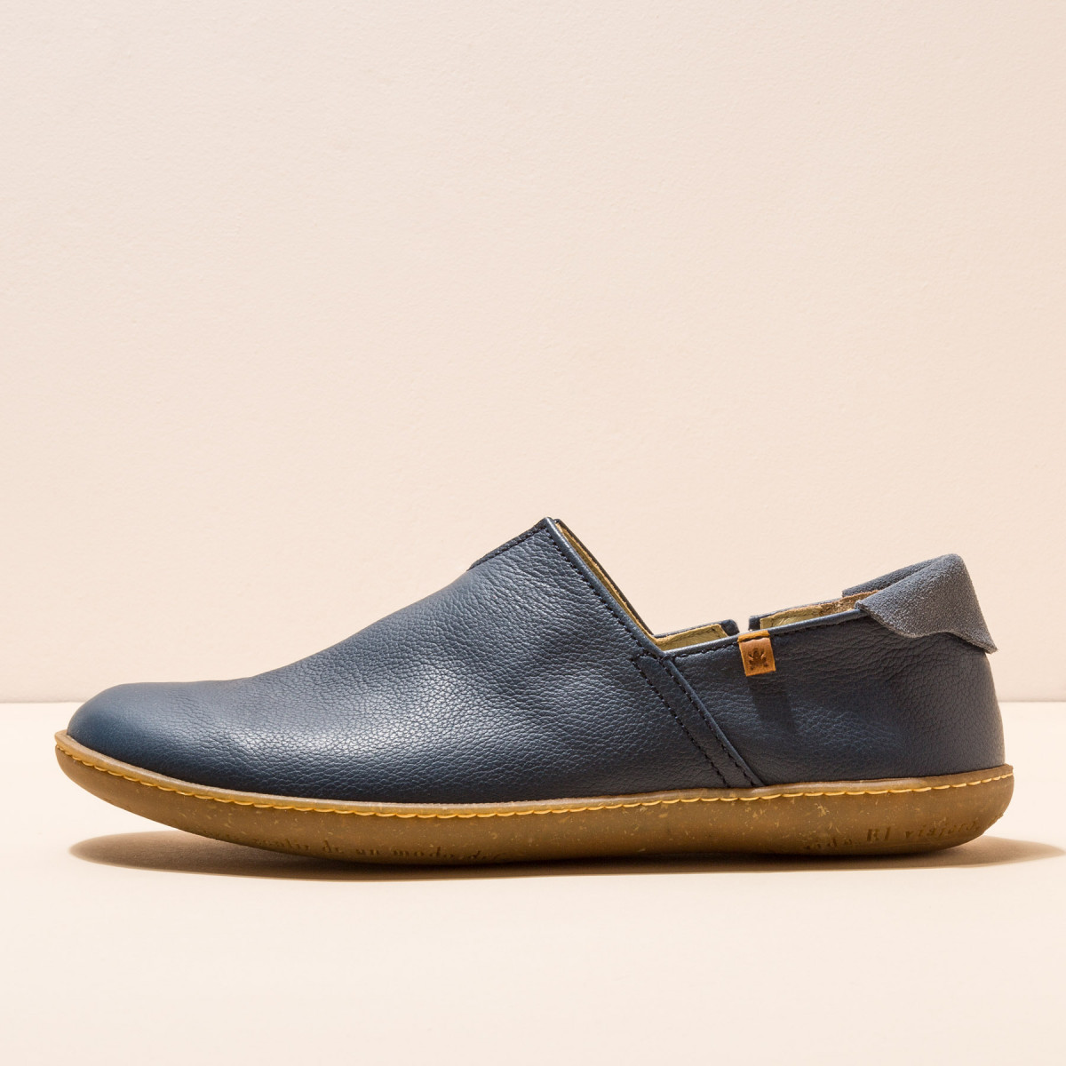 Chaussures confort en cuir naturel et semelles recyclées - Bleu Marine - El naturalista