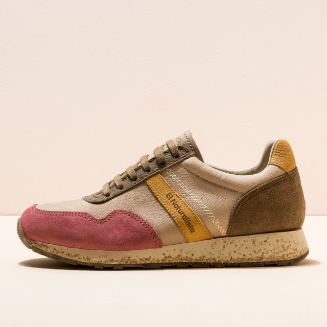 Baskets écologiques en cuir et matériaux recyclés - Beige,Rose - El naturalista