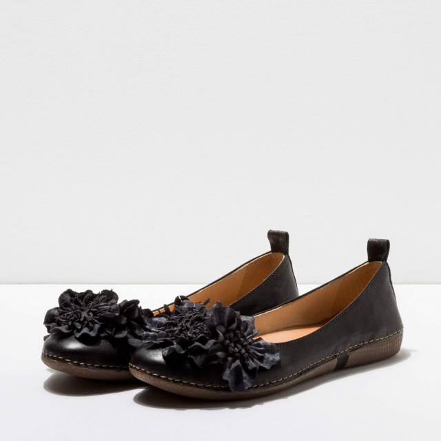 Ballerines femme en cuir mat et fleurs cuir - Neosens