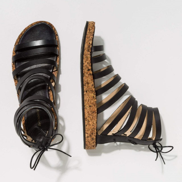Sandales spartiate en cuir - Noir - Neosens