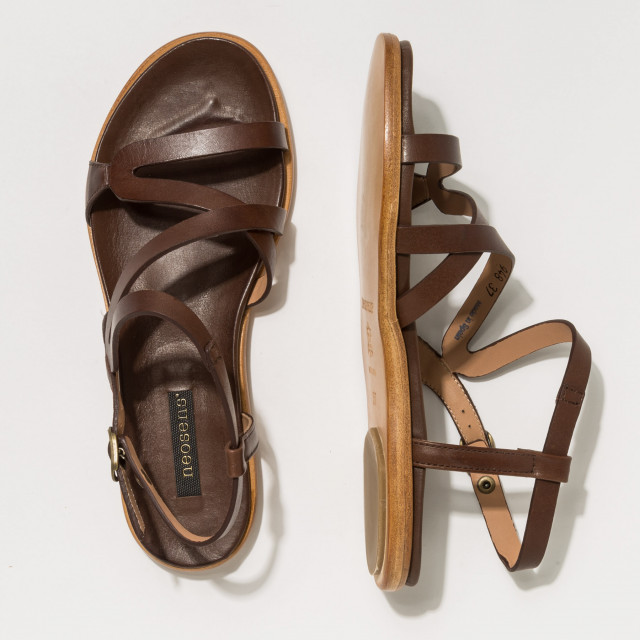 Sandales plates à lanières en cuir - Marron - Neosens