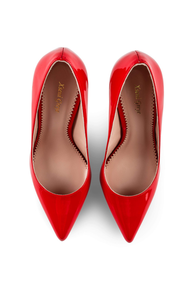 Escarpins rouges vernis en cuir talons aiguilles Femme Xseni