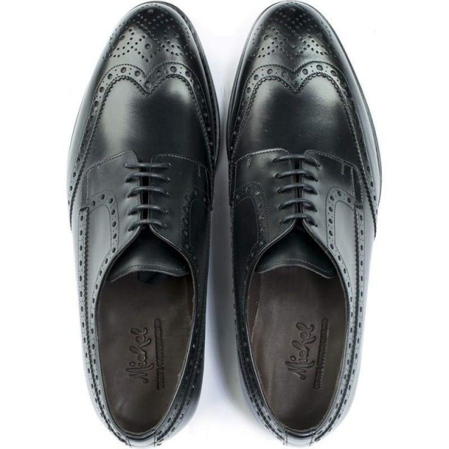 Derbies homme en cuir à bout golf fleuri - Noir - michel