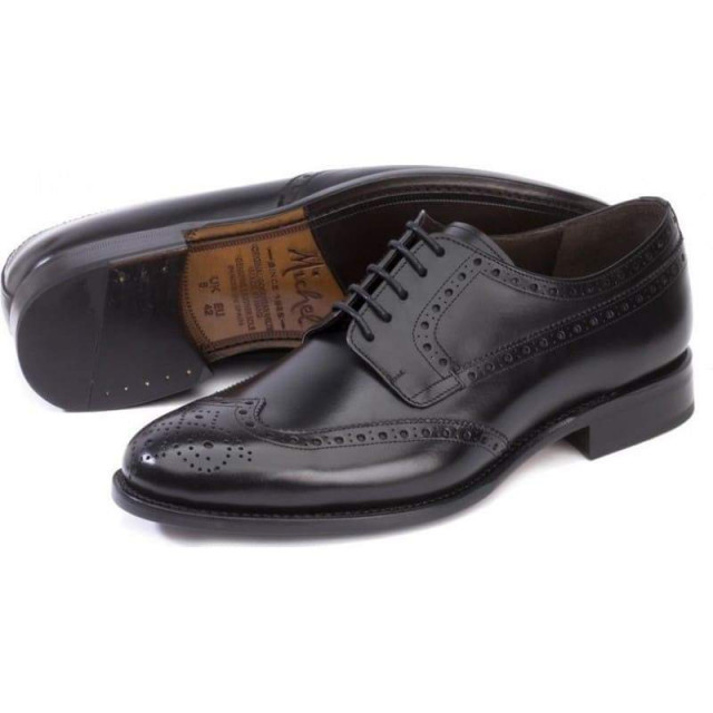 Derbies homme en cuir à bout golf fleuri - Noir - michel