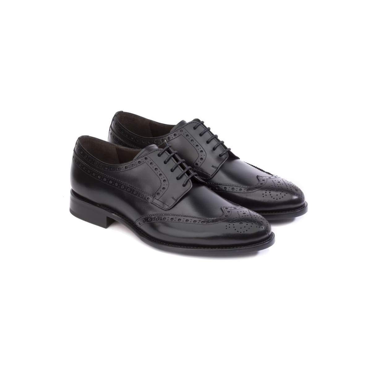 Derbies homme en cuir à bout golf fleuri - Noir - michel