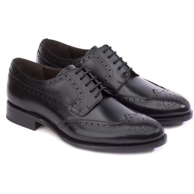 Derbies homme en cuir à bout golf fleuri - Noir - michel