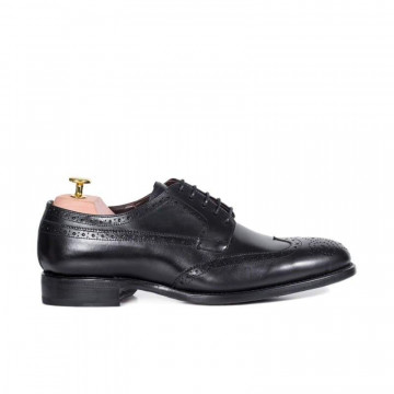 Derbies homme en cuir à bout golf fleuri - Noir - michel