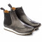 Chelsea boots homme en cuir patiné à bout golf fleuri - Gris - michel