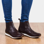 Chelsea boots homme en cuir patiné à bout golf fleuri - Marron - michel