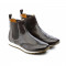 Chelsea boots homme en cuir patiné à bout golf fleuri - Marron - michel