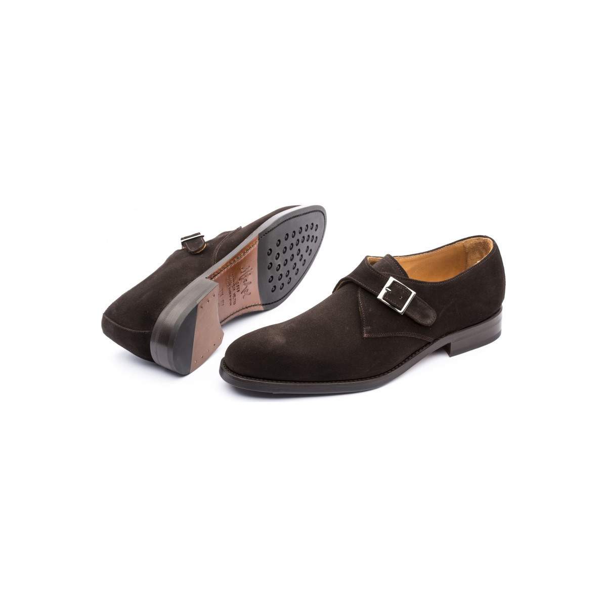 Chaussures à boucle homme en daim - Marron - michel