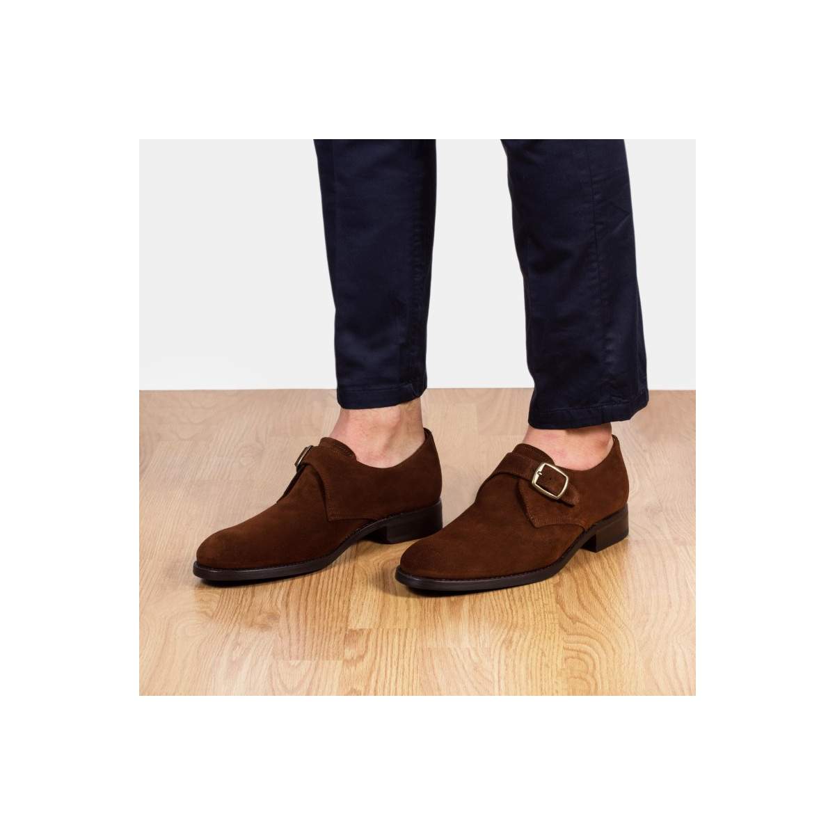 Chaussures à boucle homme en daim - Marron - michel