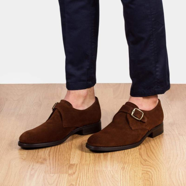 Chaussures à boucle homme en daim - Marron - michel