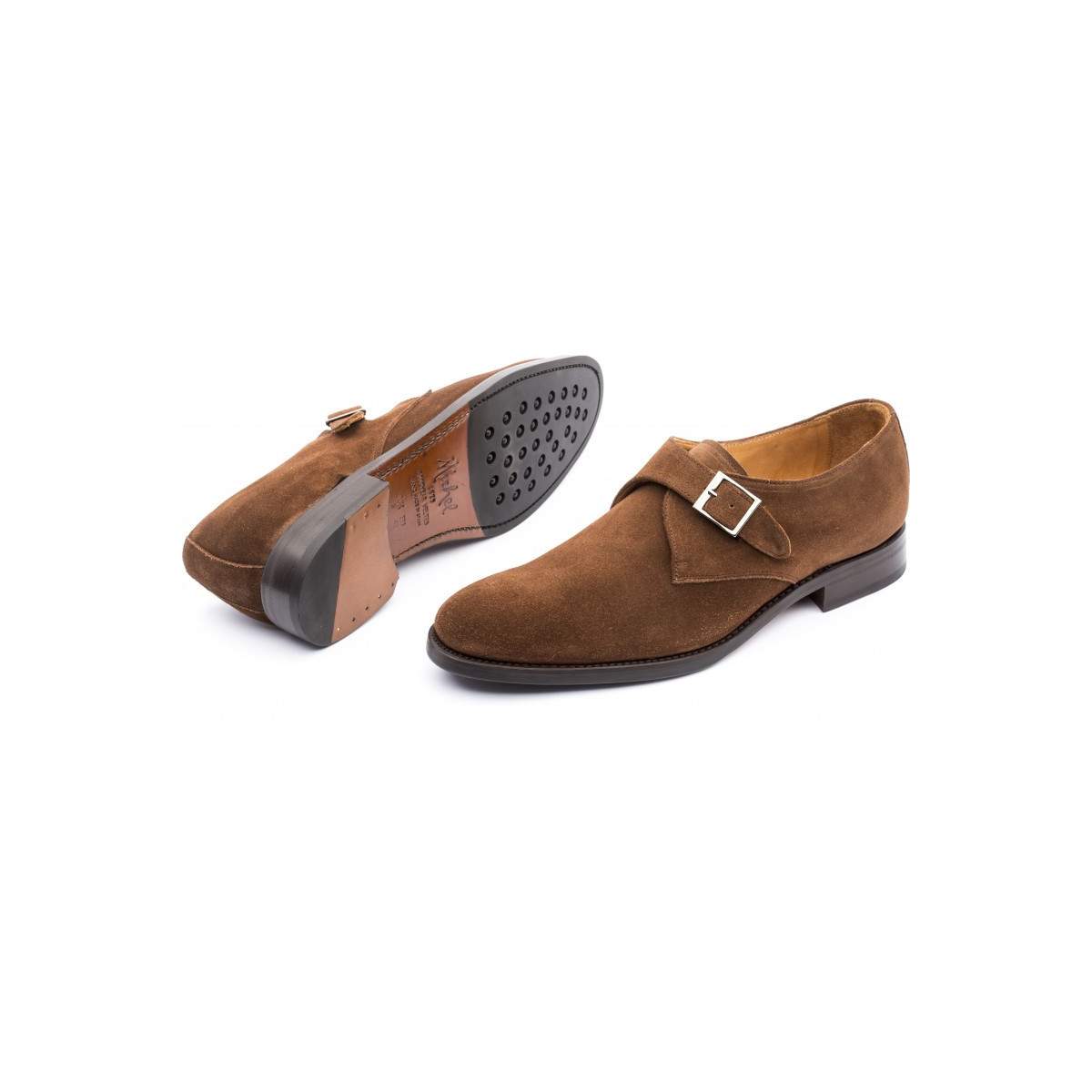 Chaussures à boucle homme en daim - Marron - michel