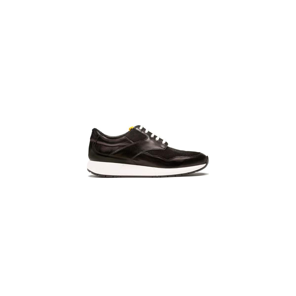 Baskets homme en cuir lisse et daim - Noir - michel