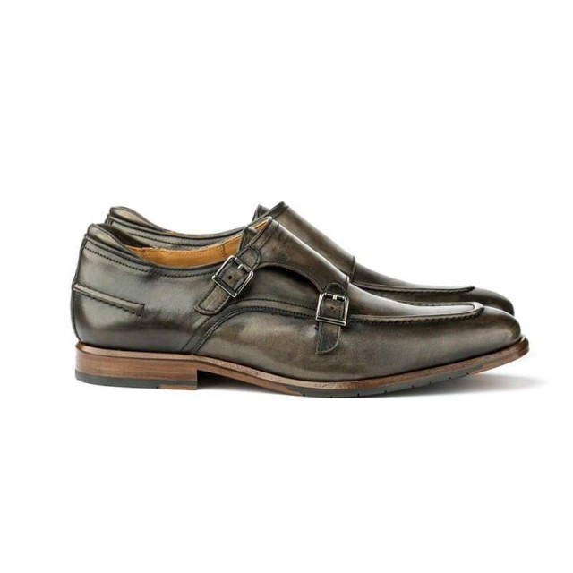 Chaussures à boucle homme en cuir patiné - Marron - michel