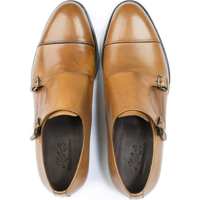Chaussures double boucle homme en cuir - Marron - michel