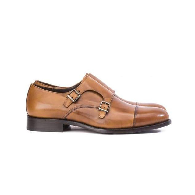 Chaussures double boucle homme en cuir - Marron - michel