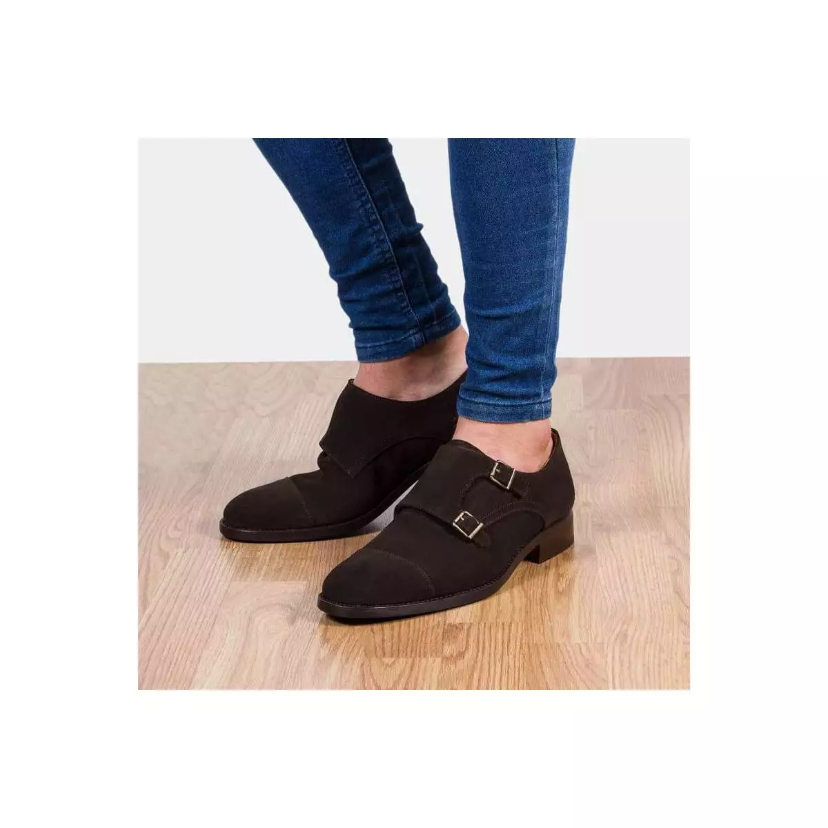 Chaussure double boucle online homme daim