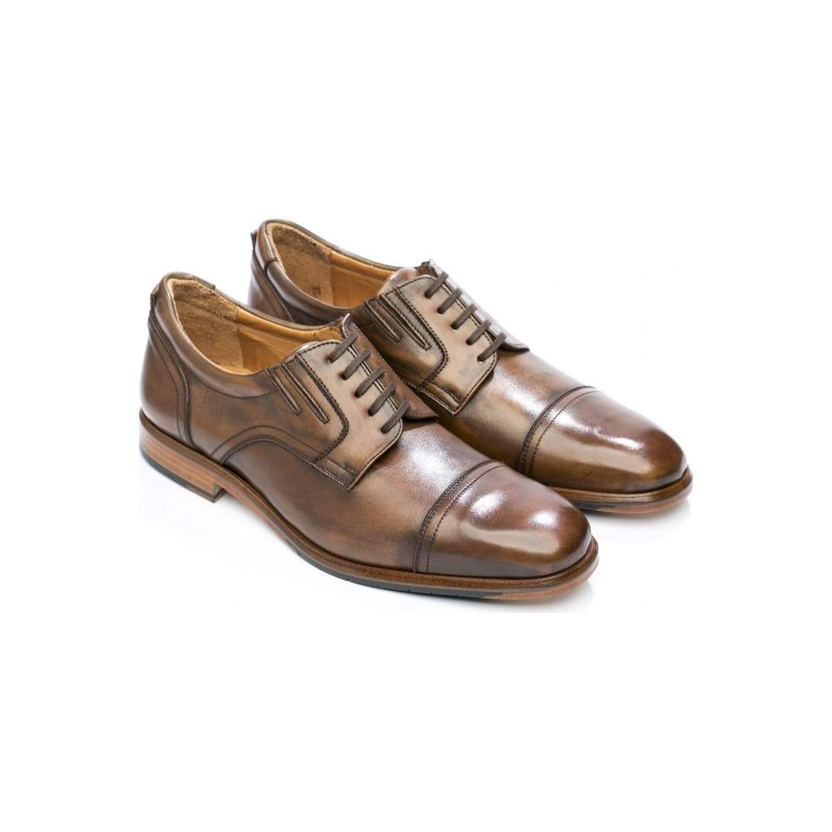 Derbies homme en cuir patiné - Marron - michel