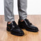 Chaussures double boucle homme en cuir à bout golf fleuri - Noir - michel