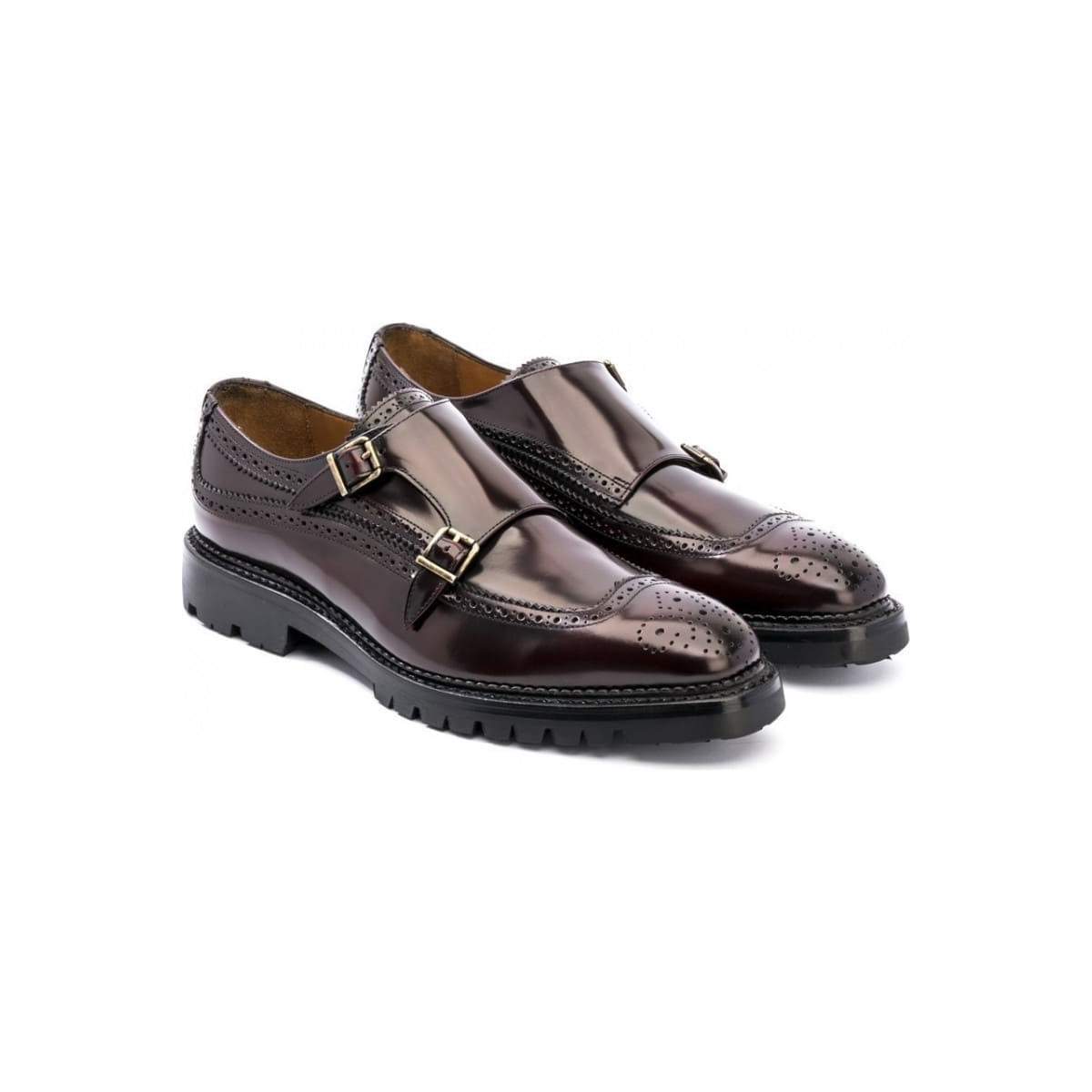 Chaussures double boucle homme en cuir à bout golf fleuri - Bordeaux - michel