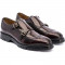 Chaussures double boucle homme en cuir à bout golf fleuri - Bordeaux - michel