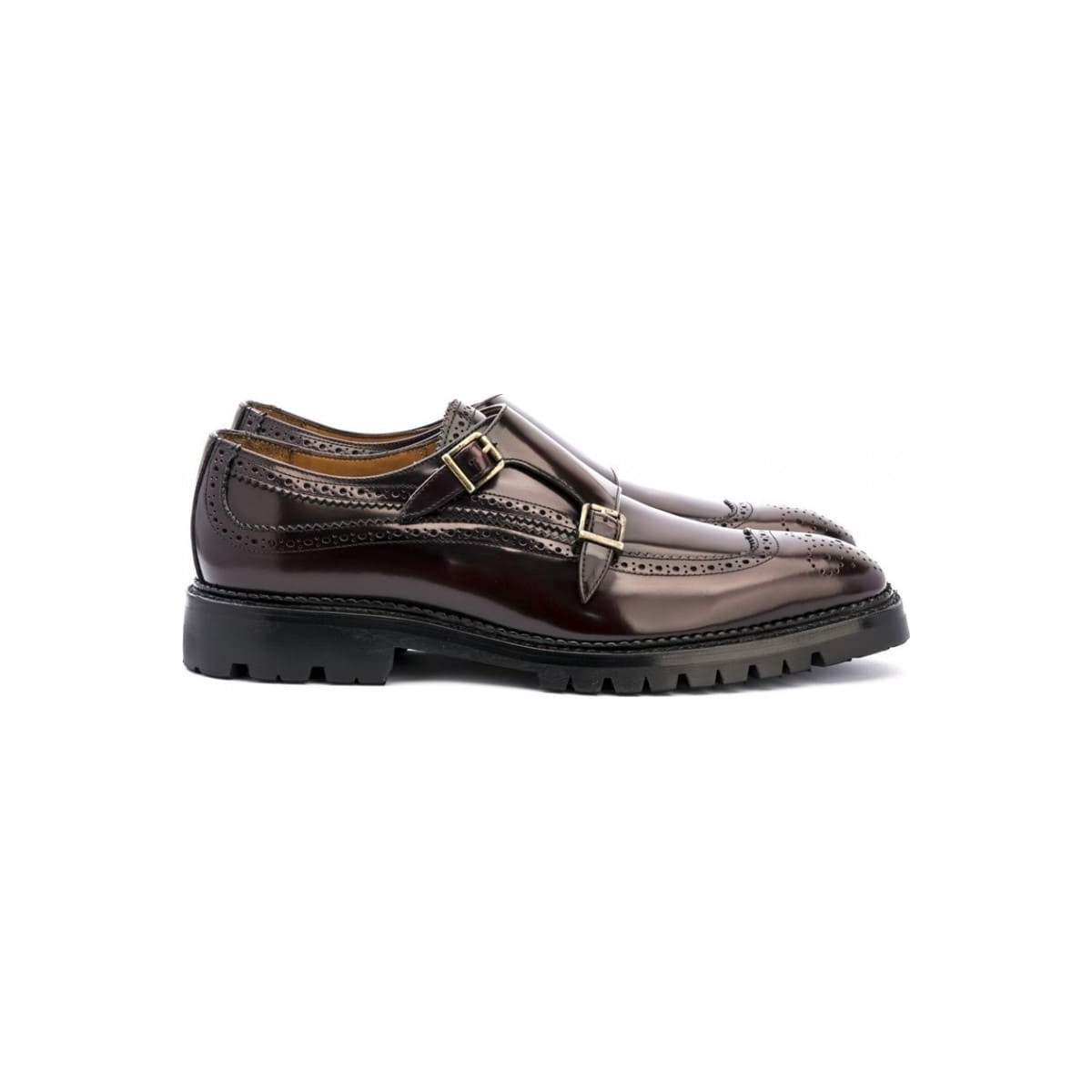 Chaussures double boucle homme en cuir à bout golf fleuri - Bordeaux - michel