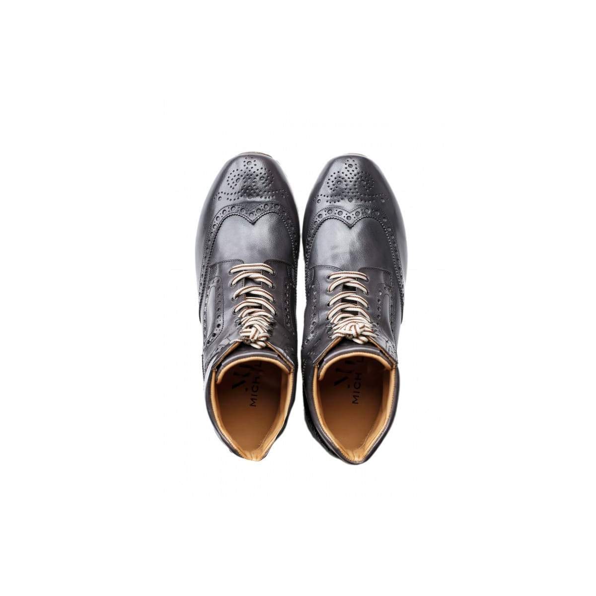 Chaussures homme cuir gris argent