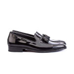 Mocassins homme en cuir verni noir à pompons - michel