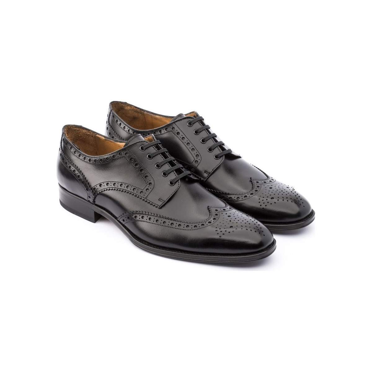 Derbies homme en cuir lisse à bout golf fleuri - Noir - michel