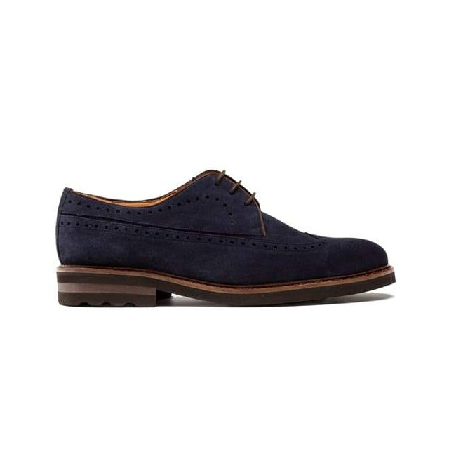 Derbies daim homme à bout golf fleuri - Bleu - michel