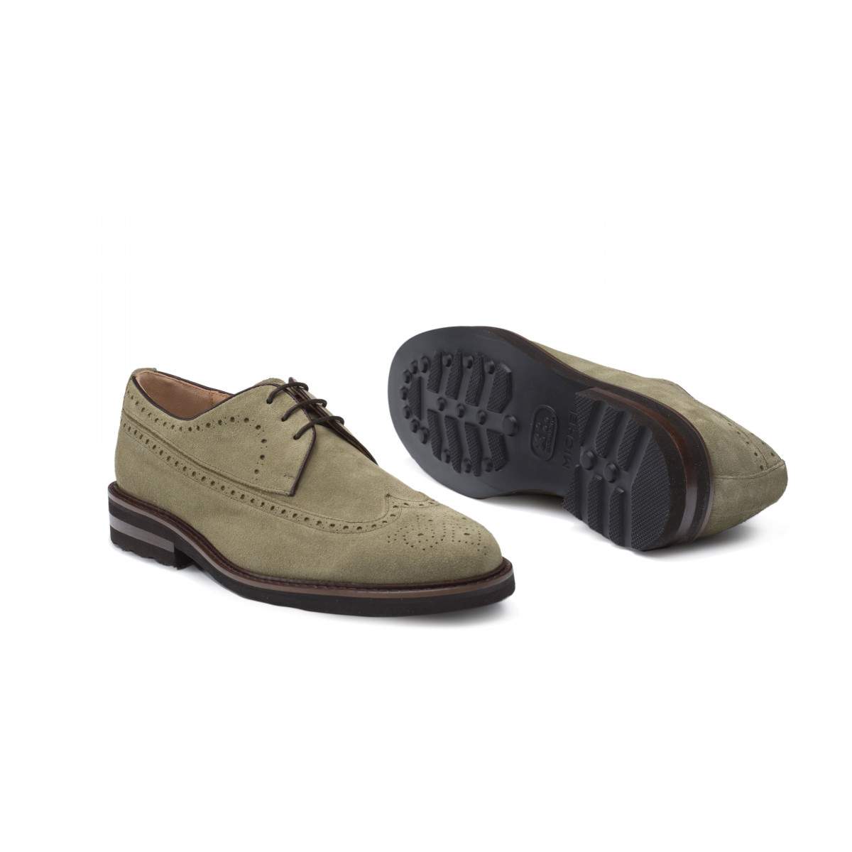 Derbies daim homme à bout golf fleuri - Vert - michel