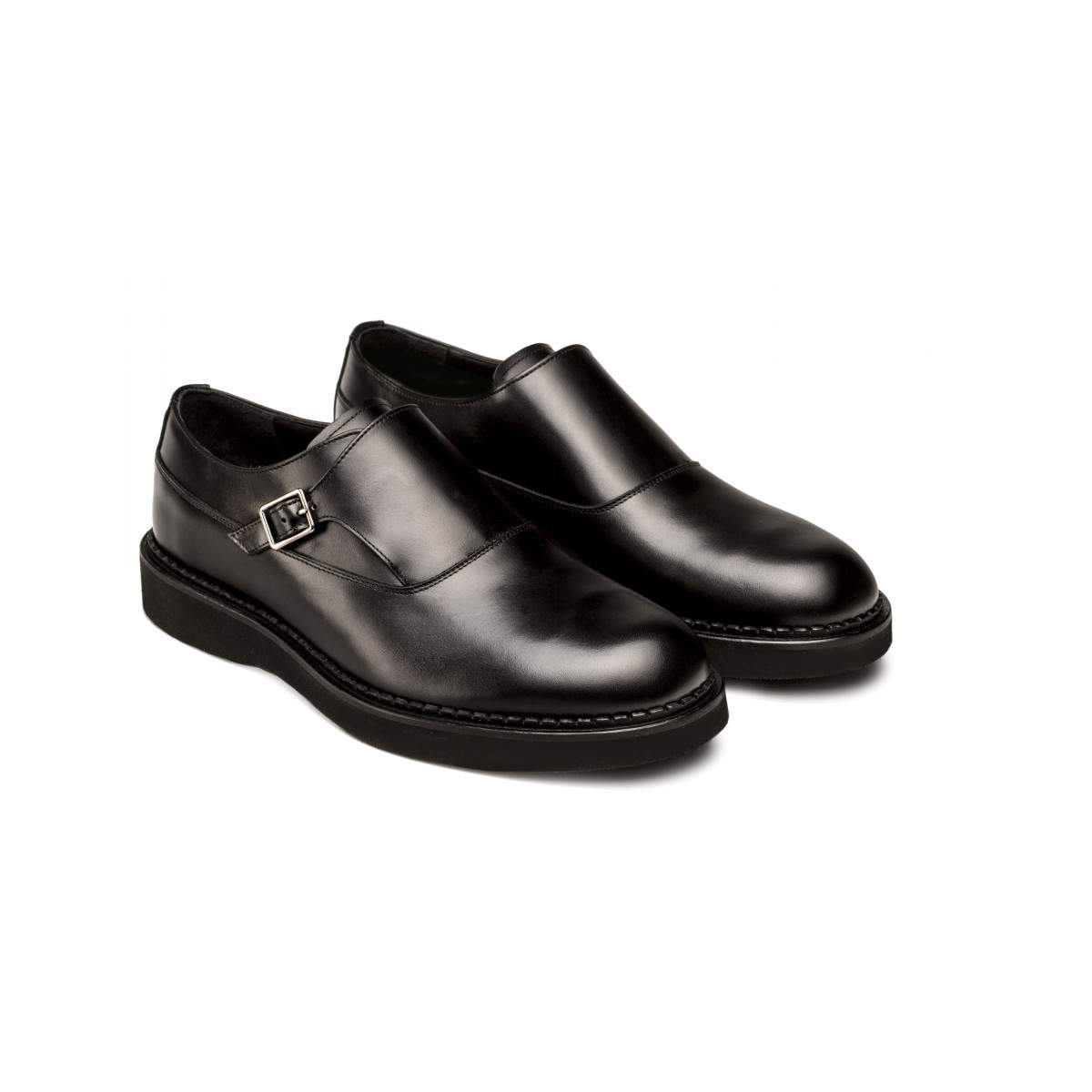 Chaussures à boucle homme en cuir lisse noir - Noir - michel