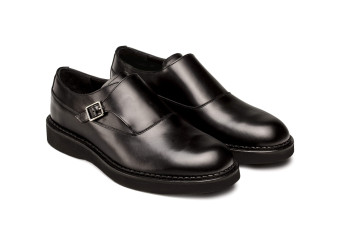 Chaussures à boucle homme en cuir lisse noir - Noir - michel
