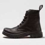 Bottines à lacets style rangers en nubuck - Noir - art