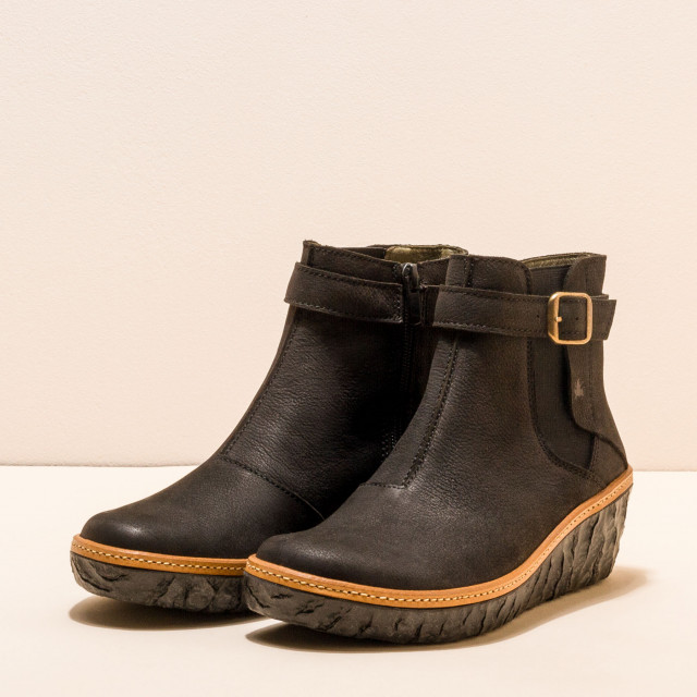 Bottines compensées en cuir à boucle - Noir - El naturalista