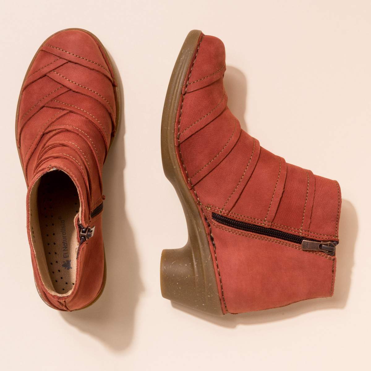 Bottines à petit talon en cuir - Rouge - El naturalista