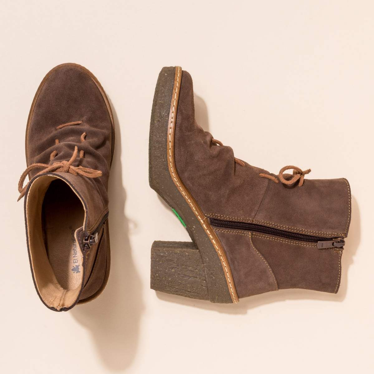 Bottines à talon à lacets en cuir suédé - El naturalista