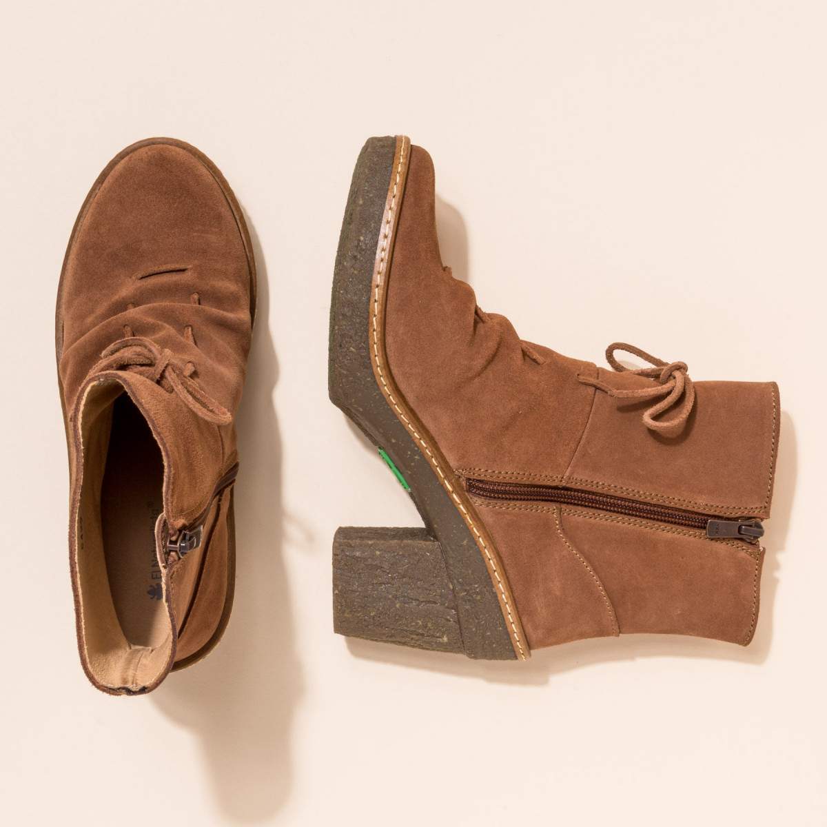 Bottines à talon à lacets en cuir suédé - El naturalista