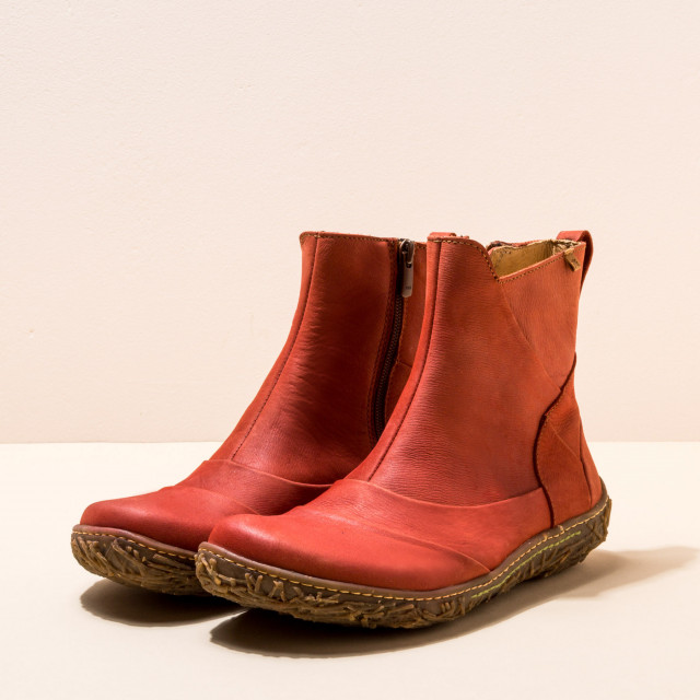 Bottines plates en cuir plissé - Rouge - El naturalista