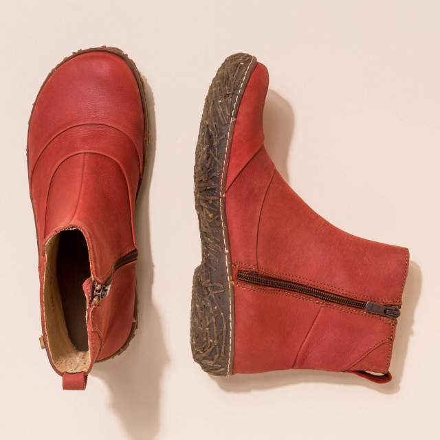 Bottines plates en cuir plissé - Rouge - El naturalista