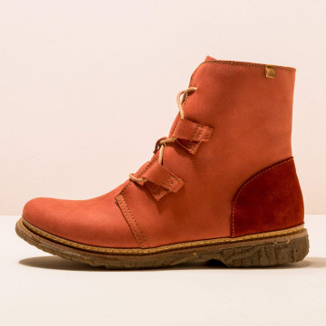 Bottines à lacets plates en cuir - Rouge - El naturalista